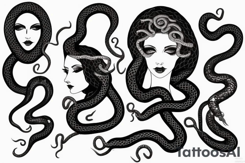 beautiful medusa with snake hair tattoo idea