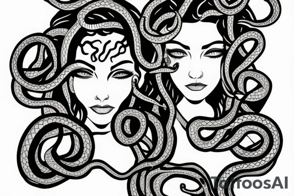 beautiful medusa with snake hair tattoo idea