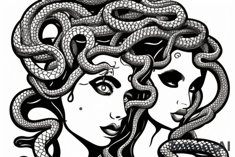 beautiful medusa with snake hair tattoo idea