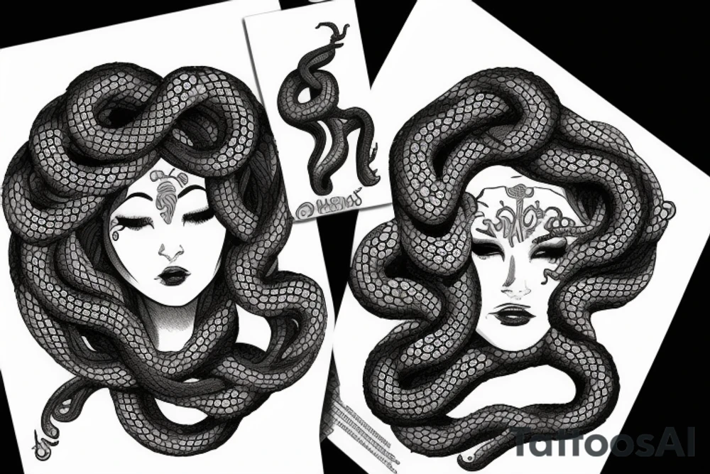 beautiful medusa with snake hair tattoo idea