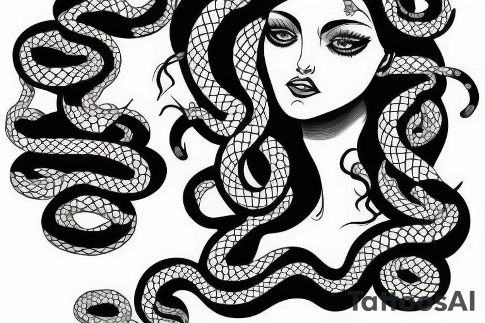 beautiful medusa with snake hair tattoo idea