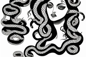 beautiful medusa with snake hair tattoo idea