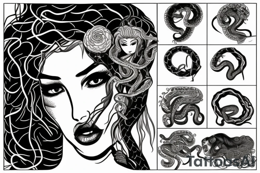 beautiful medusa with snake hair tattoo idea