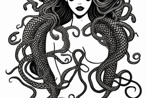 beautiful medusa with snake hair for female sternum tattoo idea