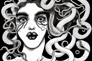 beautiful medusa with snake hair for female sternum tattoo idea
