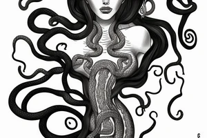 beautiful medusa with snake hair for female sternum tattoo idea