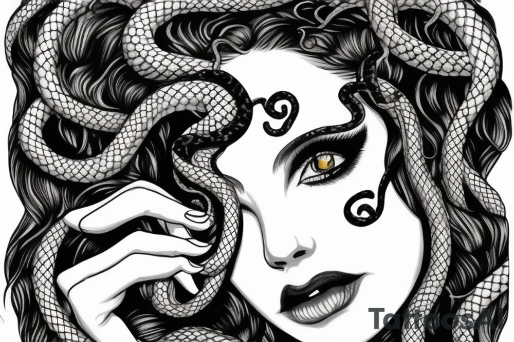 beautiful medusa with snake hair for female sternum tattoo idea