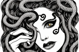 beautiful medusa with snake hair for female sternum tattoo idea