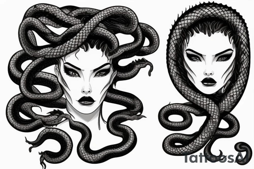 beautiful medusa with snake hair for female sternum tattoo idea