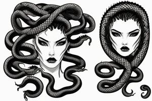 beautiful medusa with snake hair for female sternum tattoo idea