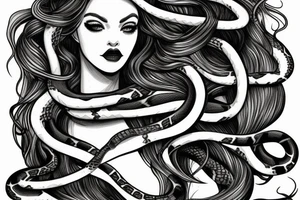 beautiful medusa with snake hair for female sternum tattoo idea