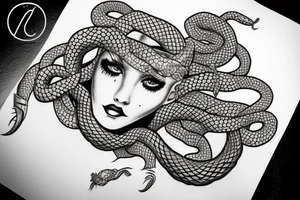 beautiful medusa with snake hair for female sternum tattoo idea