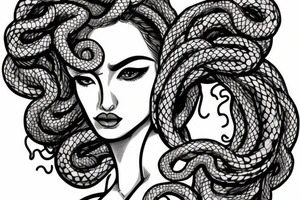 beautiful greek style medusa with snake hair for female sternum tattoo idea
