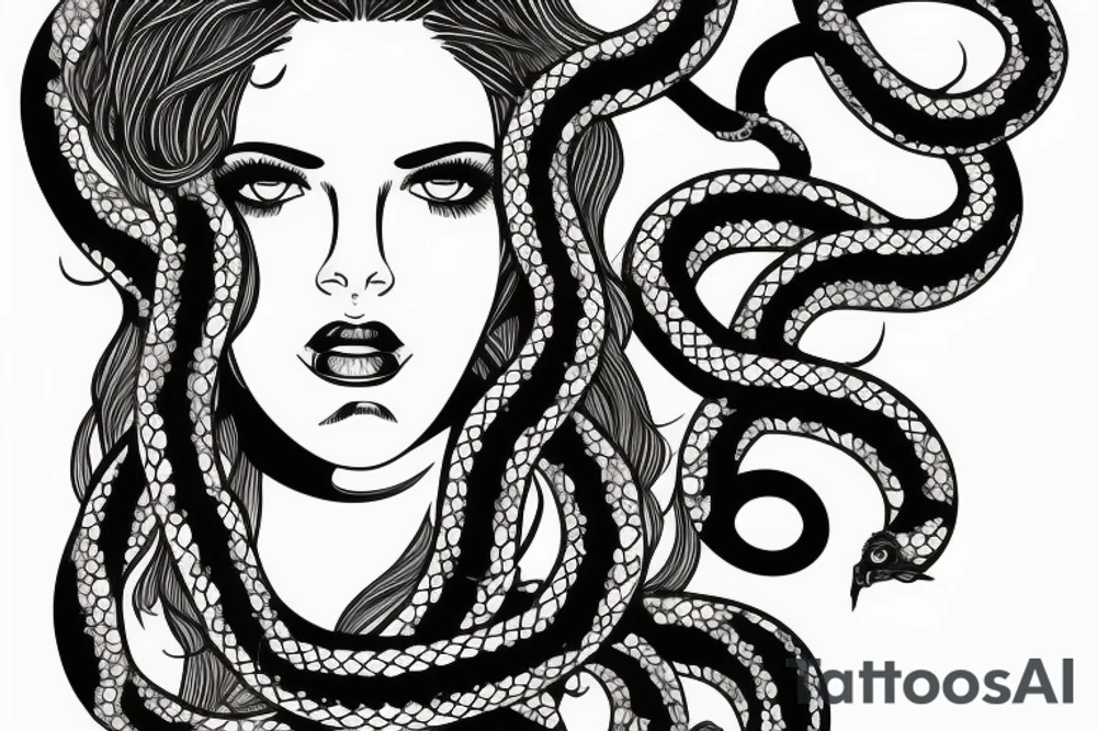 beautiful greek style medusa with snake hair for female sternum tattoo idea