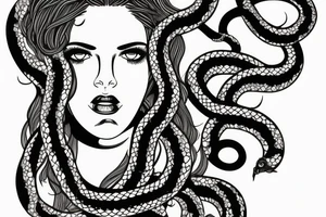 beautiful greek style medusa with snake hair for female sternum tattoo idea