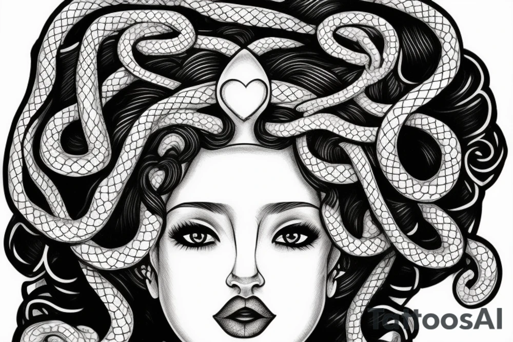 beautiful greek style medusa with snake hair for female sternum tattoo idea