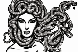 beautiful greek style medusa with snake hair for female sternum tattoo idea