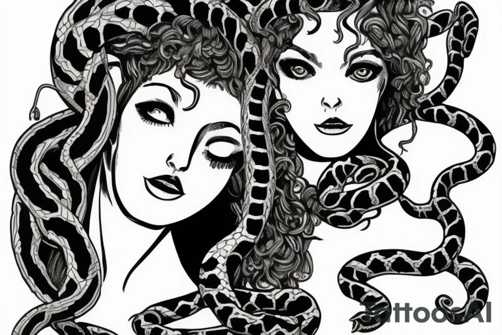 beautiful greek style medusa with snake hair for female sternum tattoo idea