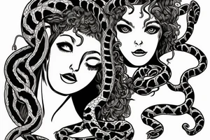 beautiful greek style medusa with snake hair for female sternum tattoo idea