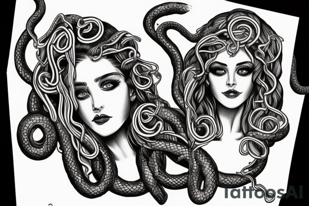 beautiful greek style medusa with snake hair for female sternum tattoo idea