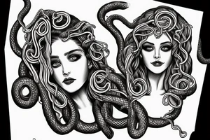 beautiful greek style medusa with snake hair for female sternum tattoo idea