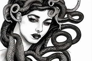 beautiful greek style medusa with snake hair for female sternum tattoo idea