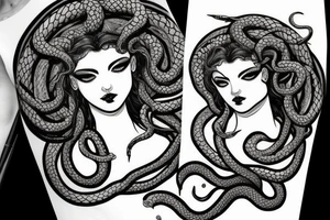 beautiful greek style medusa with snake hair for female sternum tattoo idea