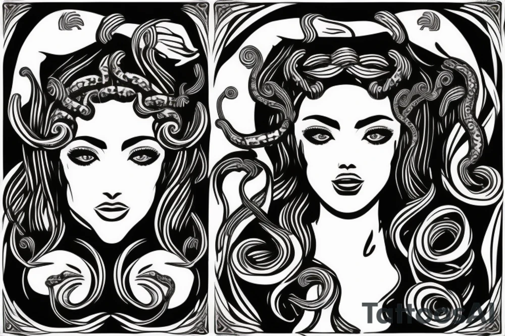 beautiful greek style medusa with snake hair for female sternum tattoo idea