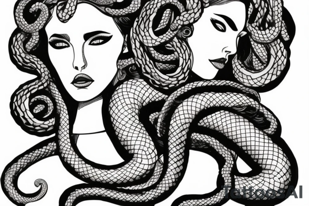 beautiful greek style medusa with snake hair for female sternum tattoo idea