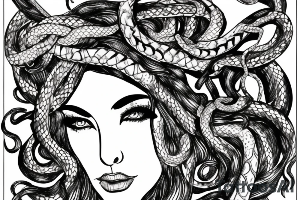 beautiful greek style medusa with snake hair for female sternum tattoo idea