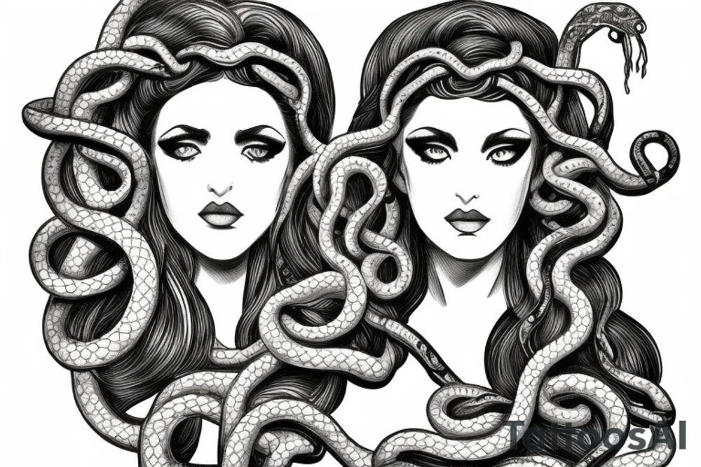 beautiful greek style medusa with snake hair for female sternum tattoo idea