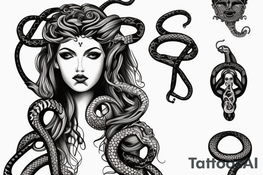 beautiful greek style medusa with snake hair for female sternum tattoo idea