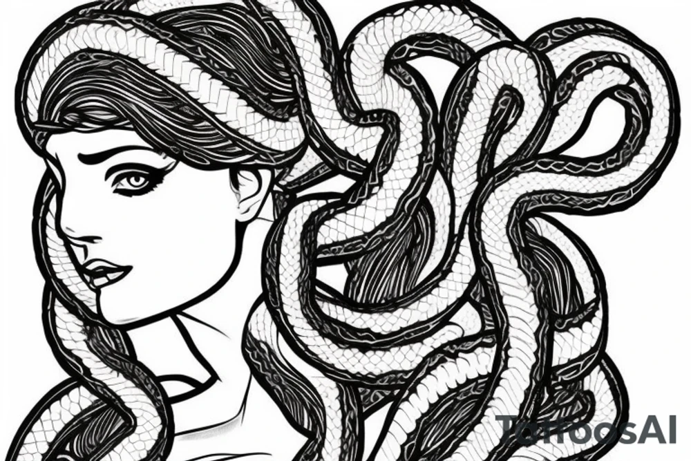 beautiful greek style medusa with snake hair for female sternum tattoo idea