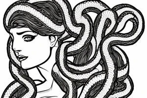 beautiful greek style medusa with snake hair for female sternum tattoo idea