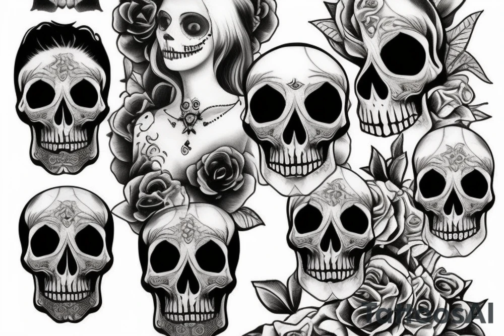 skull and candle chest piece female tattoo idea