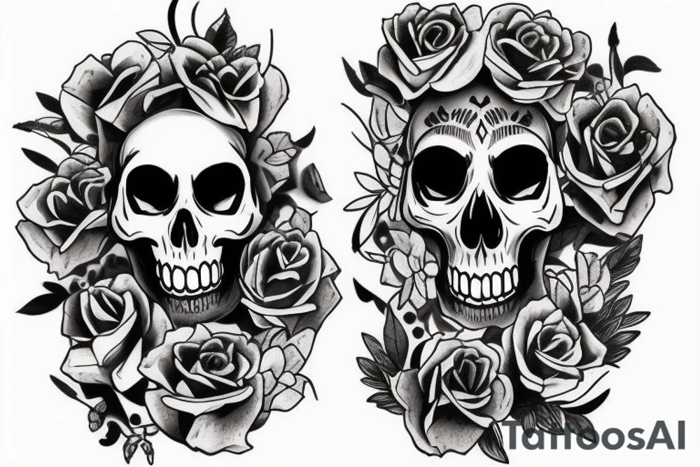 skull and candle chest piece female unblurred tattoo idea