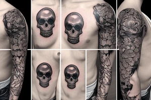 skull and candle chest piece female unblurred tattoo idea