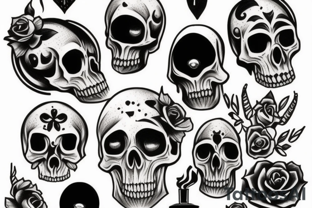 skull and candle chest piece female unblurred tattoo idea