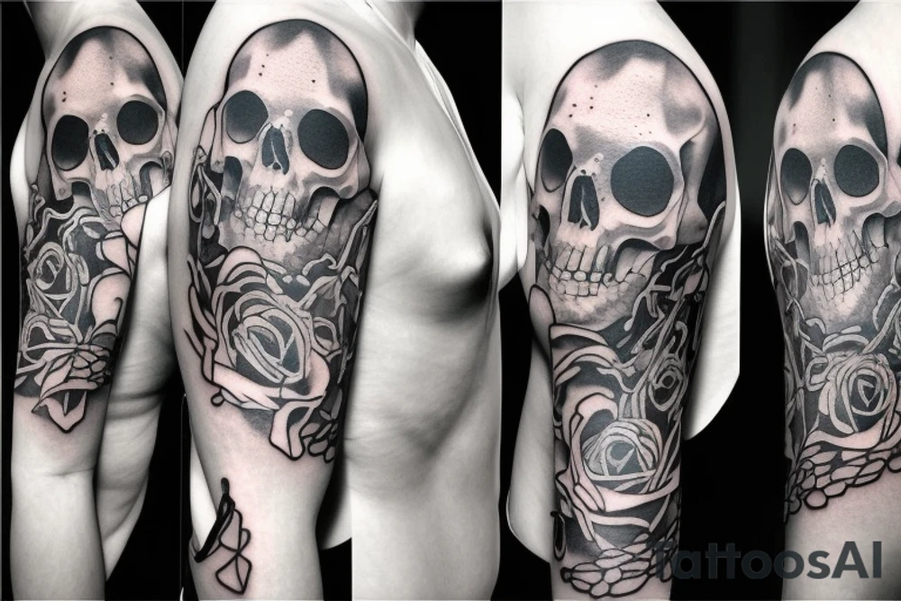 skull and candle chest piece female unblurred tattoo idea