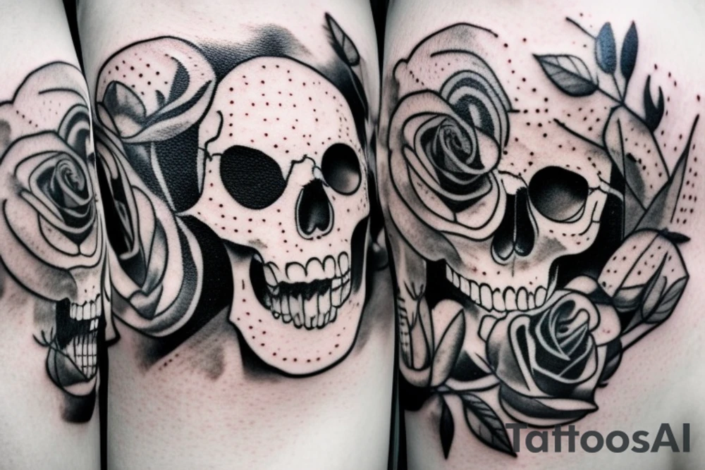 skull and candle chest piece female unblurred tattoo idea
