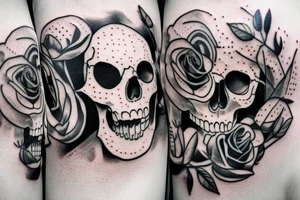 skull and candle chest piece female unblurred tattoo idea