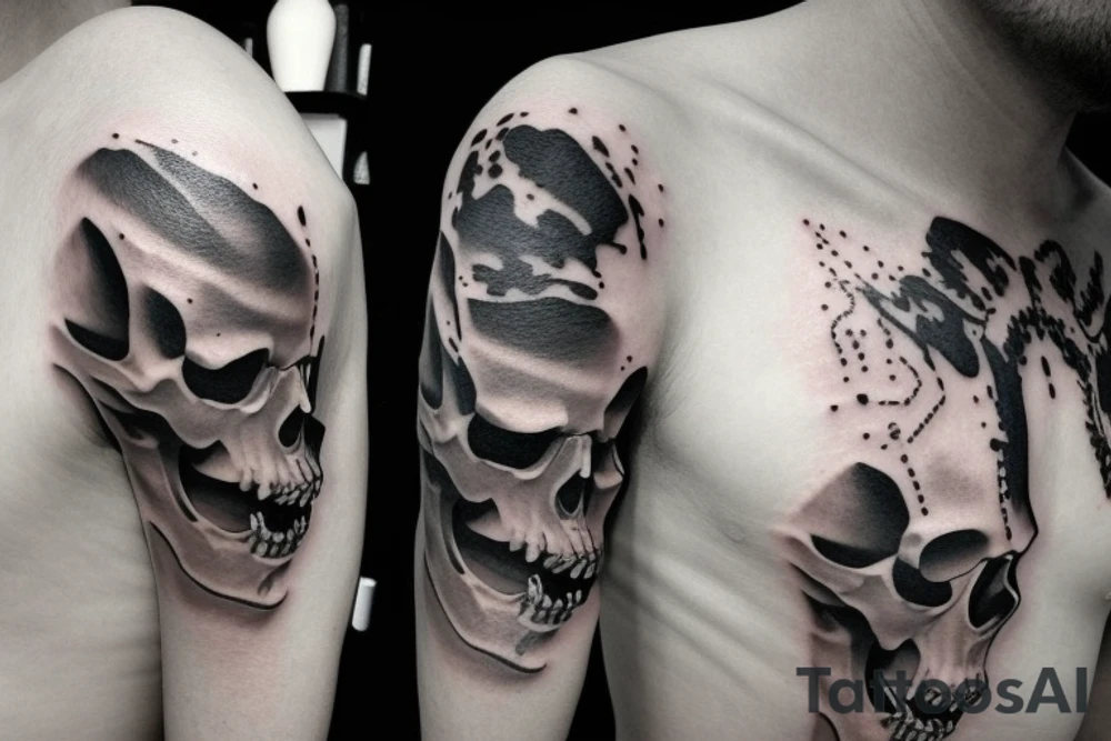skull and candle chest piece female unblurred tattoo idea