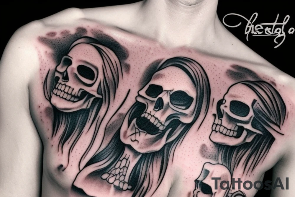 skull and candle chest piece female unblurred tattoo idea