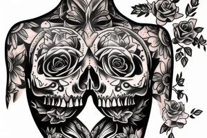 skull and candle chest piece female unblurred tattoo idea