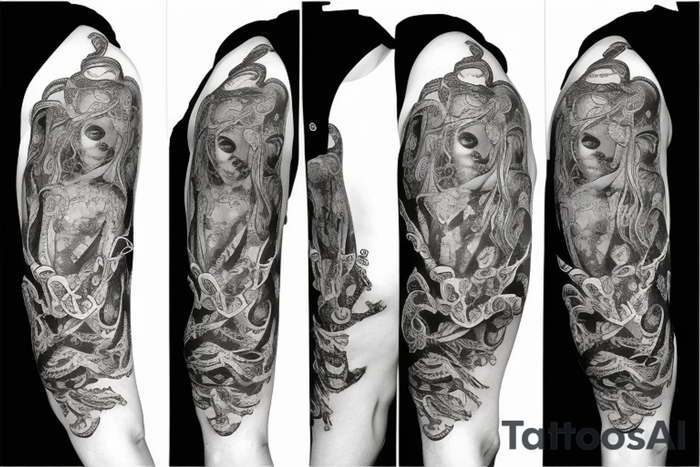 symmetrical medusa tattoo idea