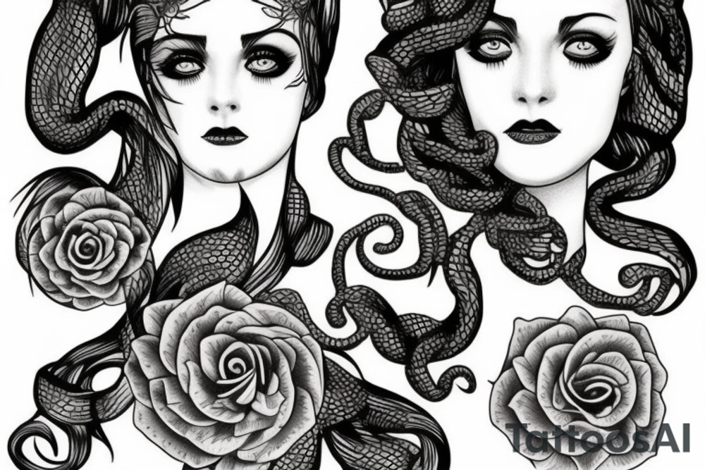 symmetrical medusa tattoo idea