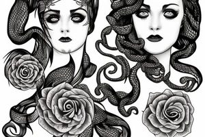 symmetrical medusa tattoo idea