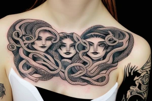 girl with medusa tattoo on chest tattoo idea