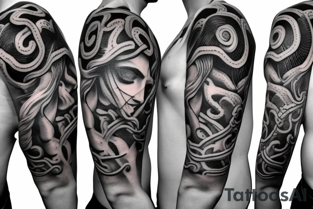 girl with medusa tattoo on chest tattoo idea