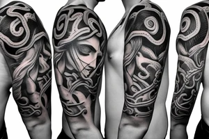 girl with medusa tattoo on chest tattoo idea